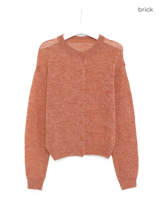 Round neck alpaca knit cardigan