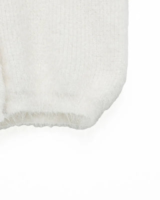 Shaggy knit short-sleeved cardigan