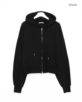 Cropped double-zip hoodie