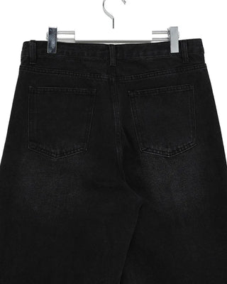 Two-button denim wide-leg pants