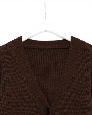 Ribbed V-neck Loose Cardigan