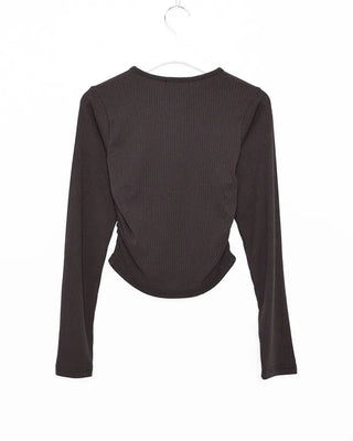 Ribbed Shirring Knit T-Shirt