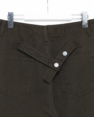 Back-button cotton wide-leg pants