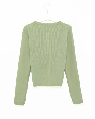 Ribbed round neck cardigan