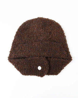 Knit hat with button ear flaps
