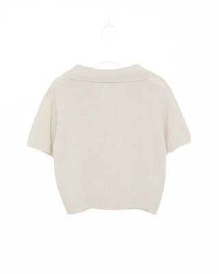 Short-sleeved knit polo shirt