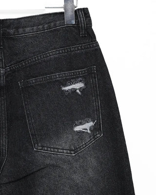 (Unisex) Distressed Wide Denim Pants