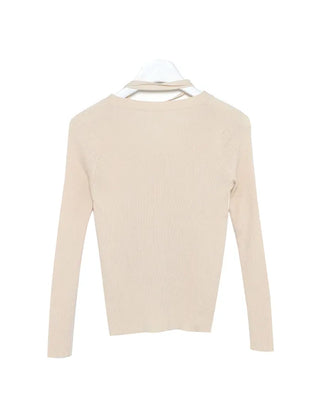 V-neck cardigan with waist-defining belt