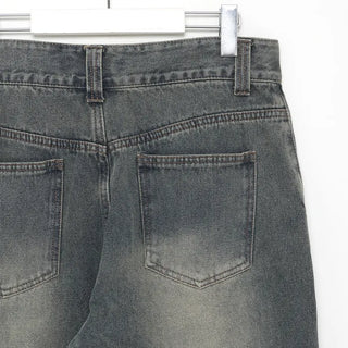 Oil-washed denim pants
