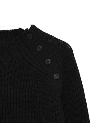 Side Button Neck Point Knit