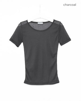 See-through slim half T-shirt