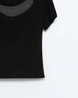Camisole layered short-sleeved T-shirt