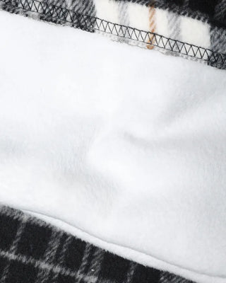 Fleece-lined check pattern elastic waist pants