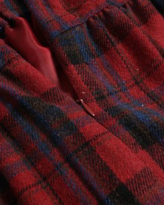 Elastic waist checkered long skirt