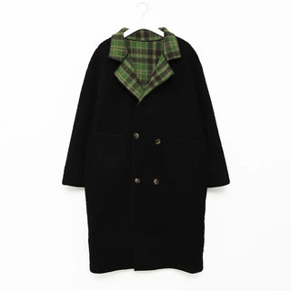 Checked long coat