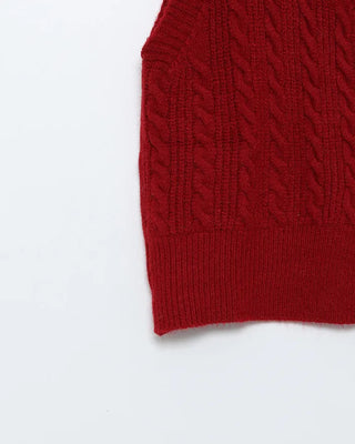 V-neck cable knit vest