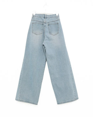 Wide outseam side-tuck jeans