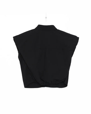 Puff-sleeve shirred shirt