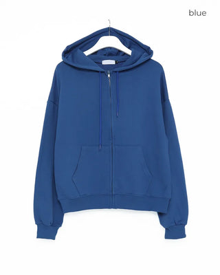 Washed Hooded Zip-Up