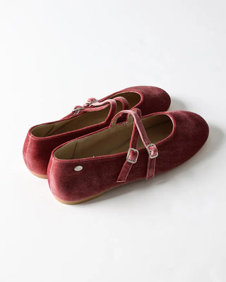 Velvet Mary Jane Flat Shoes
