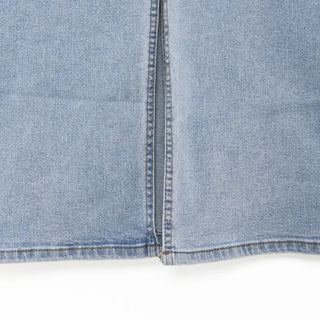 Back-slit denim long skirt