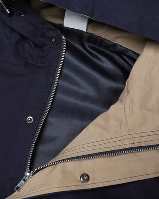 Two-tone hooded oversized jacket