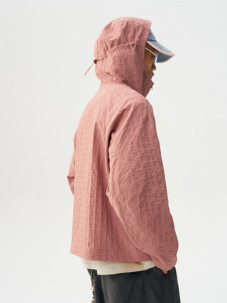 [Monterest] Textured Plaid Hooded Jacket