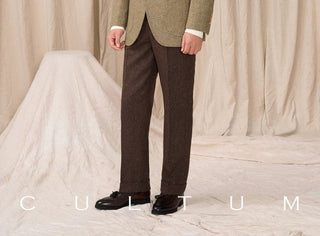 [CULTUM] Wool Blend Herringbone Double-Breasted Suit