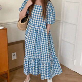 Checked long dress