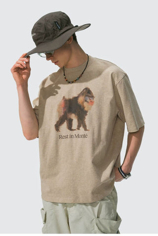 [Monterest] Ink Print Relaxed Fit Crewneck T-Shirt