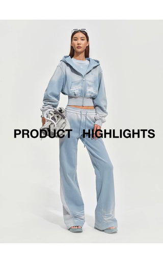 [NOTAWEAR] Sand Washed Cropped Hooded  Jacket