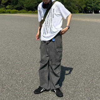 Cargo wide denim pants