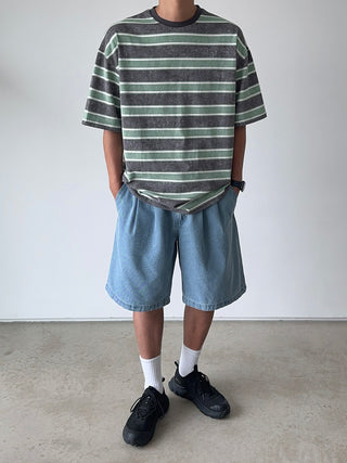 All Day Double-Tuck Half-Band Denim Shorts