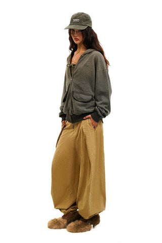 [Moromoro2] Contrast Striped Hooded Cardigan  Set