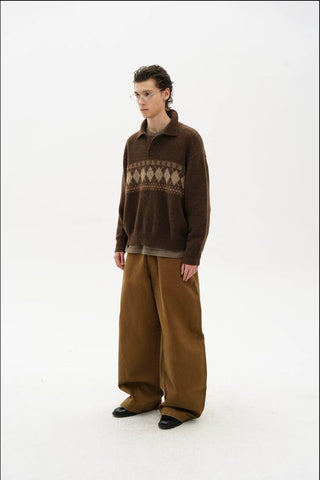 [MASONPRINCE] Fair Isle Pattern Knit Sweater