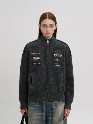 [MASONPRINCE] Racing Wool Blend Zip-Up Cardigan