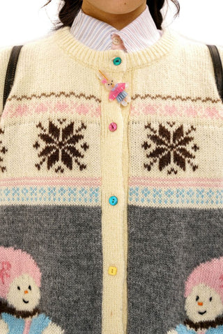 [Moromoro2] Snowman Fair Isle Knit Cardigan