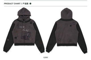 [Moromoro] Rock Rabbit Rhinestone Patch  Hoodie