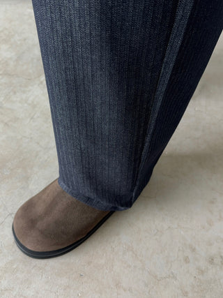 Getty Herringbone Double-Pleat Half-Band Pants