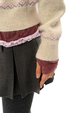 [Moromoro2] Pearl Snowflake Fair Isle Knit  Sweater
