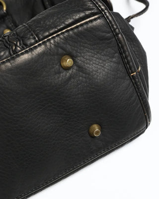 Cable Line Leather Square Boston Bag
