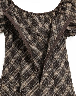 Checkered ribbon asymmetrical dress