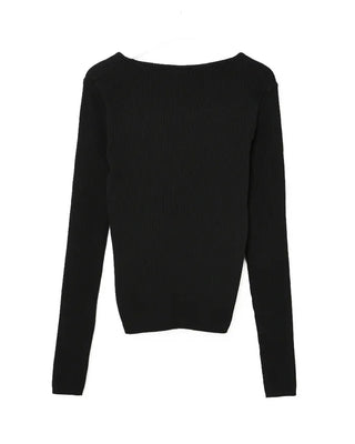 Ribbed U-neck T-shirt