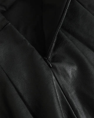 Buckle-point pleated mini skirt