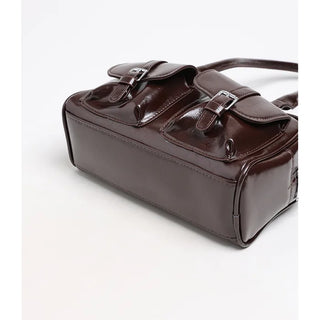 Two-pocket half-moon shoulder bag