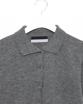 Button-collar knit cardigan
