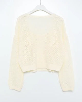 Camisole & Deep Glass Neck Mesh Knit