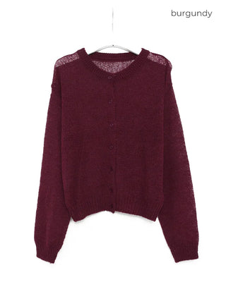 Round neck alpaca knit cardigan