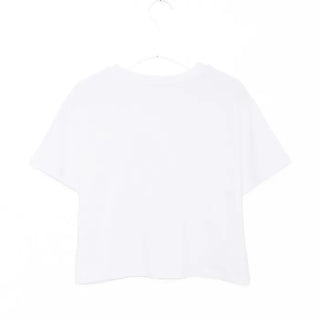 Round cropped short-sleeved T-shirt