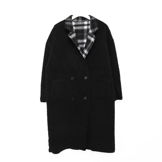 Checked long coat